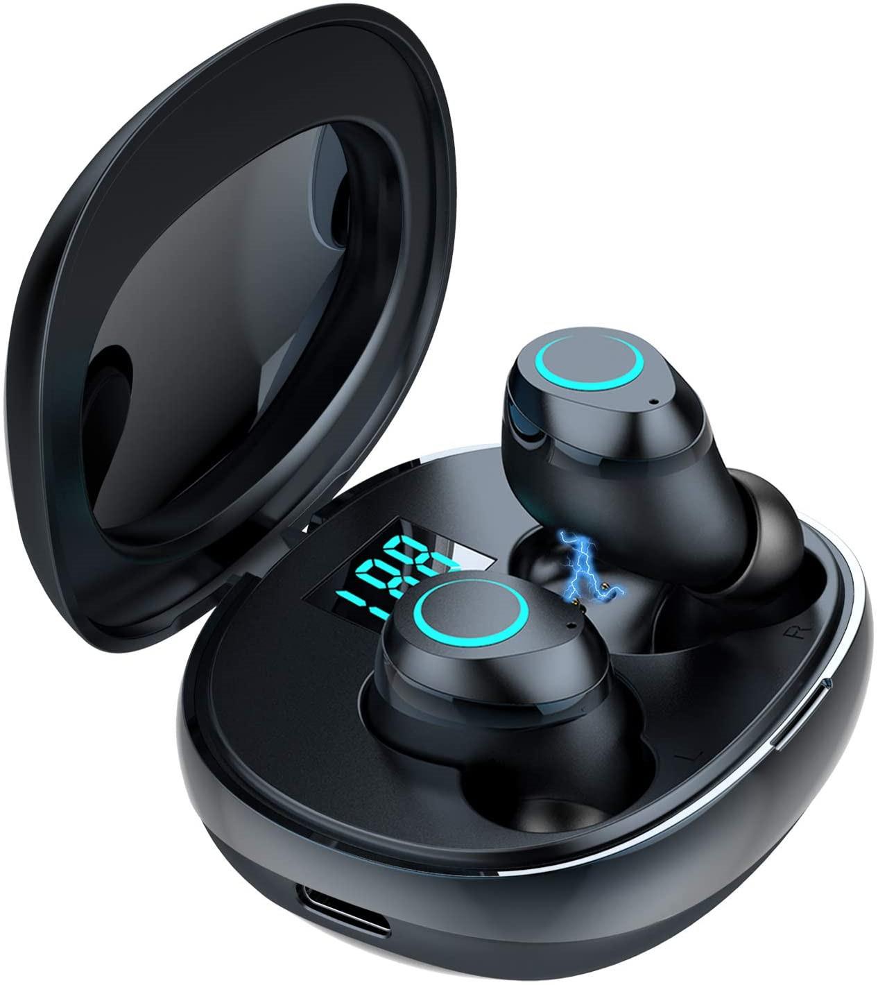 Wireless Headphones Bluetooth 5.0 Earbuds with Mic, [Ultra Light] IP7 Waterproof Headset