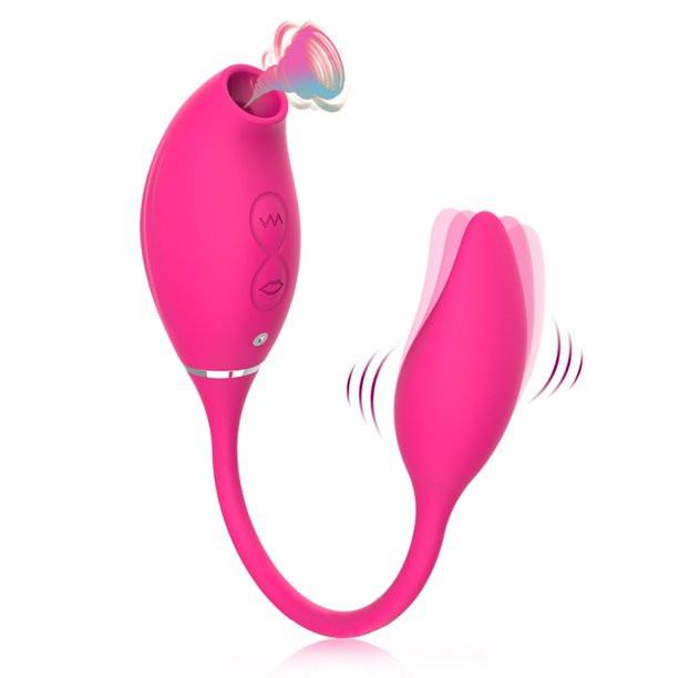 Rose Toy Vibrator for Women, 2 in 1 Clitoral Stimulator Tongue Licking