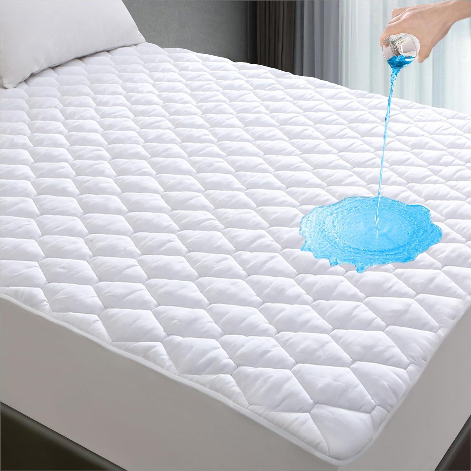 Waterproof Breathable Noiseless Queen Mattress Pad with Deep Pocket