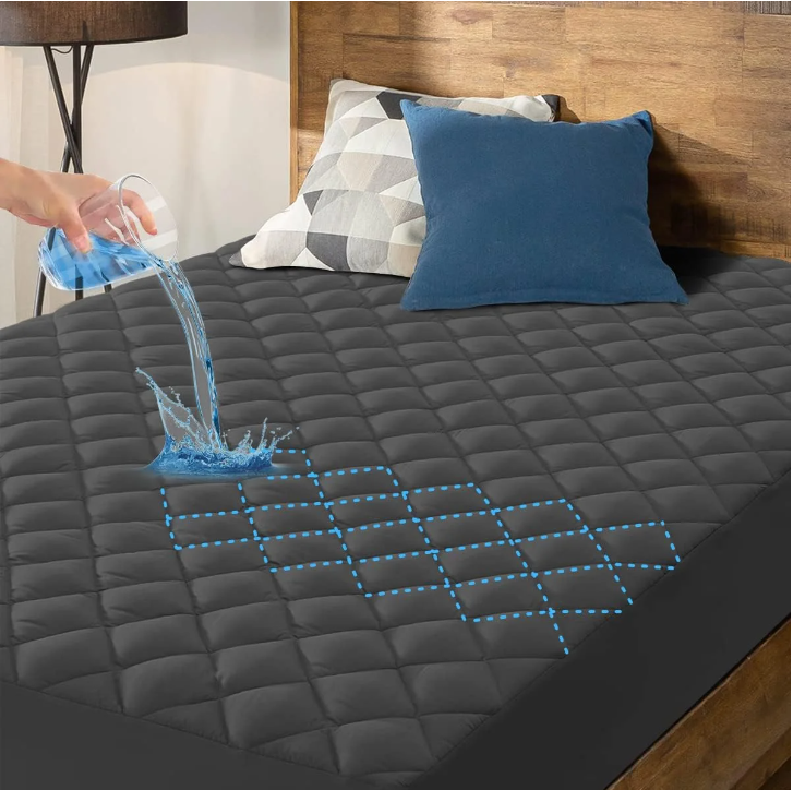 Twin Size Waterproof Mattress Pad Protector，gray