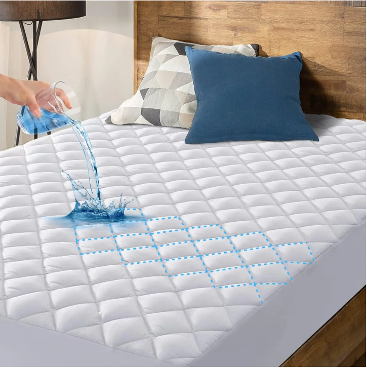 King Size Waterproof Mattress Pad Protector，white